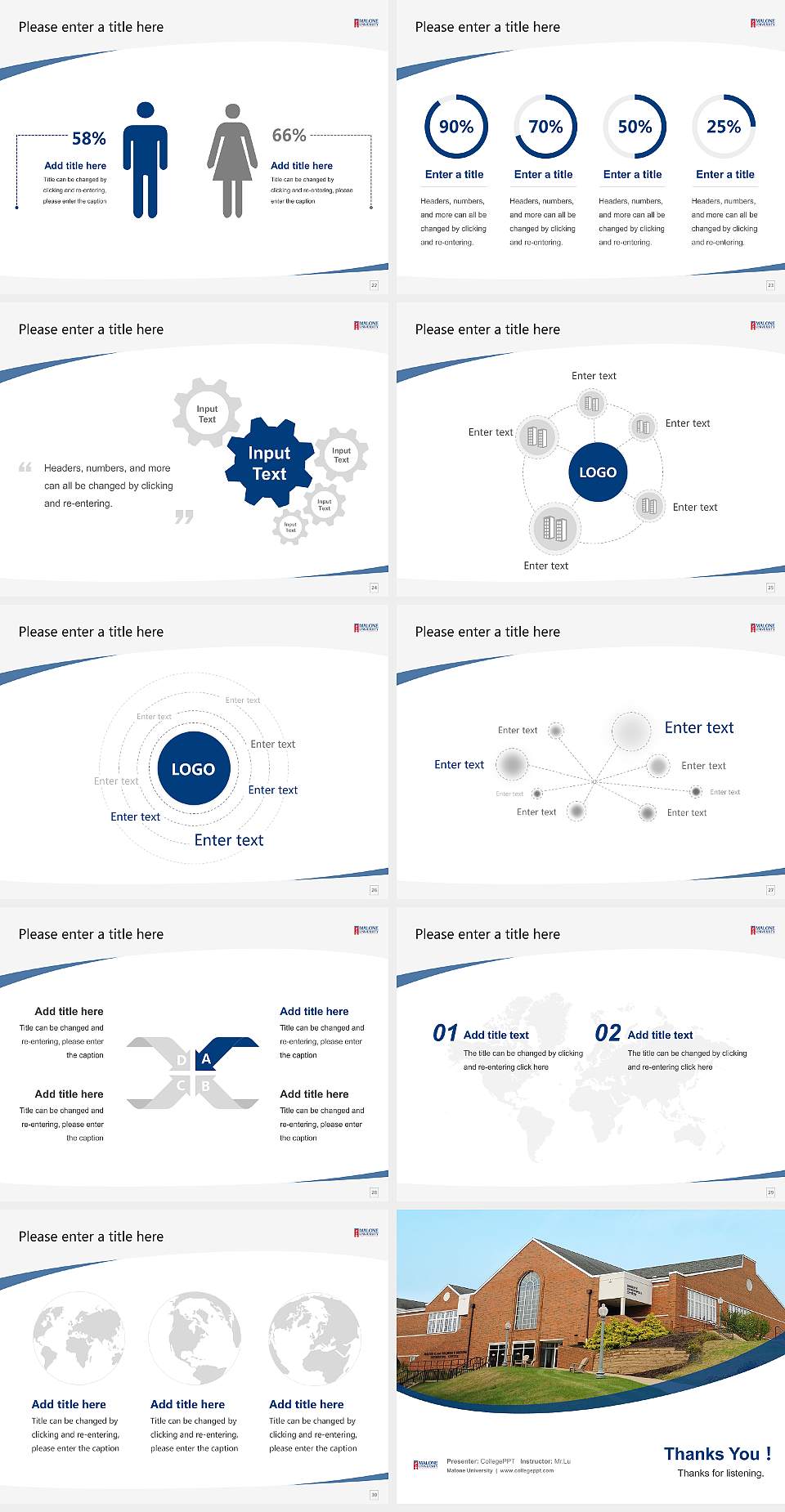 Malone University Course/Courseware Creation PPT Template4:3 ratio PPT effect preview image4