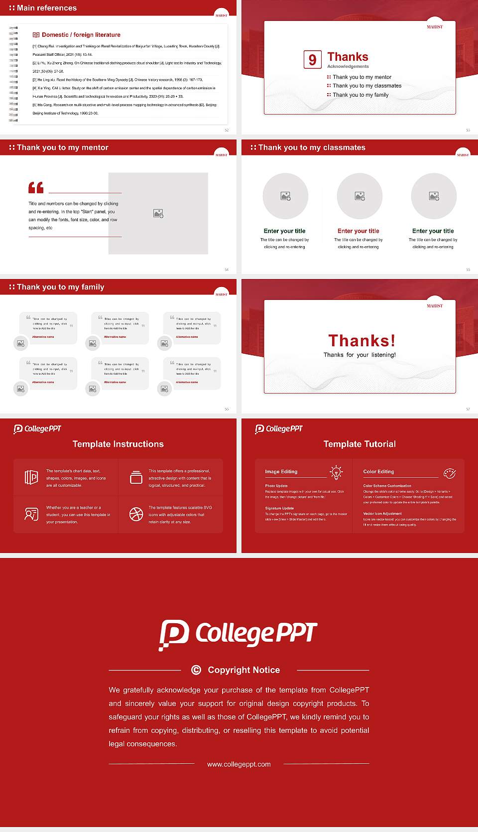 Marist College Graduation Thesis Defense PPT Template16:9 ratio PPT effect preview image7