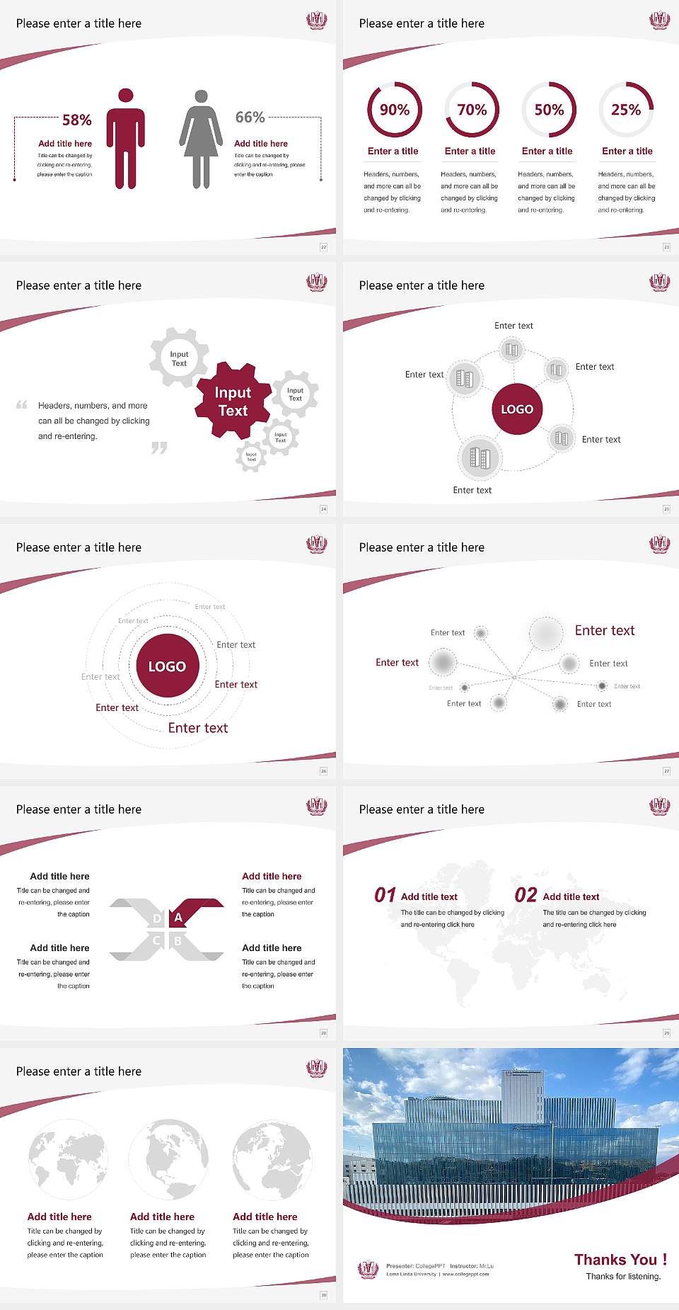 Loma Linda University Course/Courseware Creation PPT Template4:3 ratio PPT effect preview image4