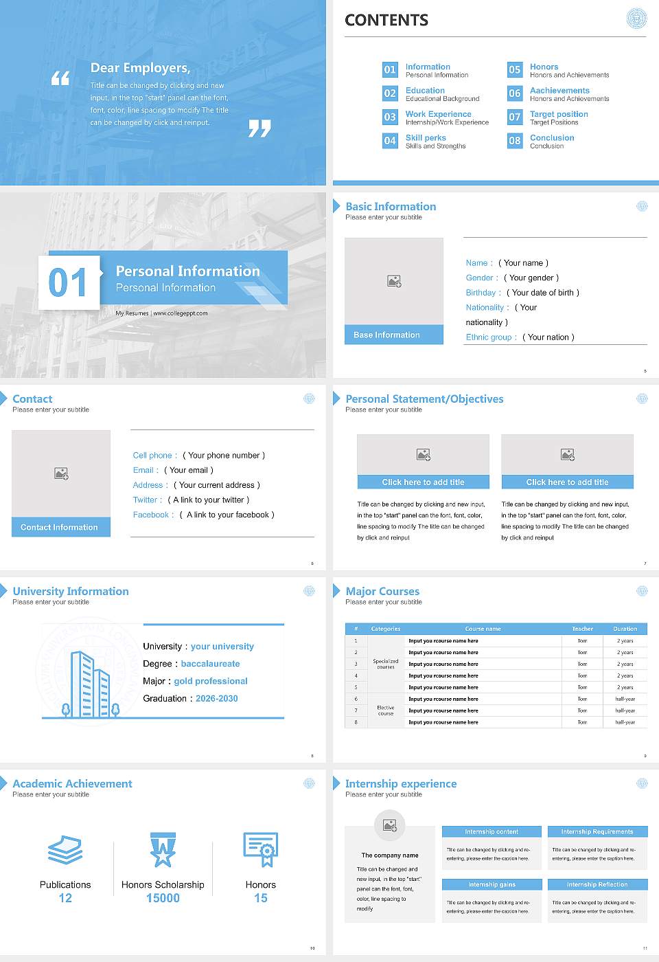 Long Island University Resume PPT Template16:9 ratio PPT effect preview image2