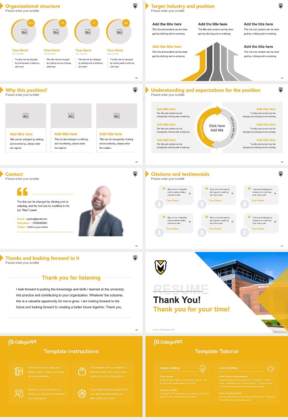 Manchester University Resume PPT Template16:9 ratio PPT effect preview image4