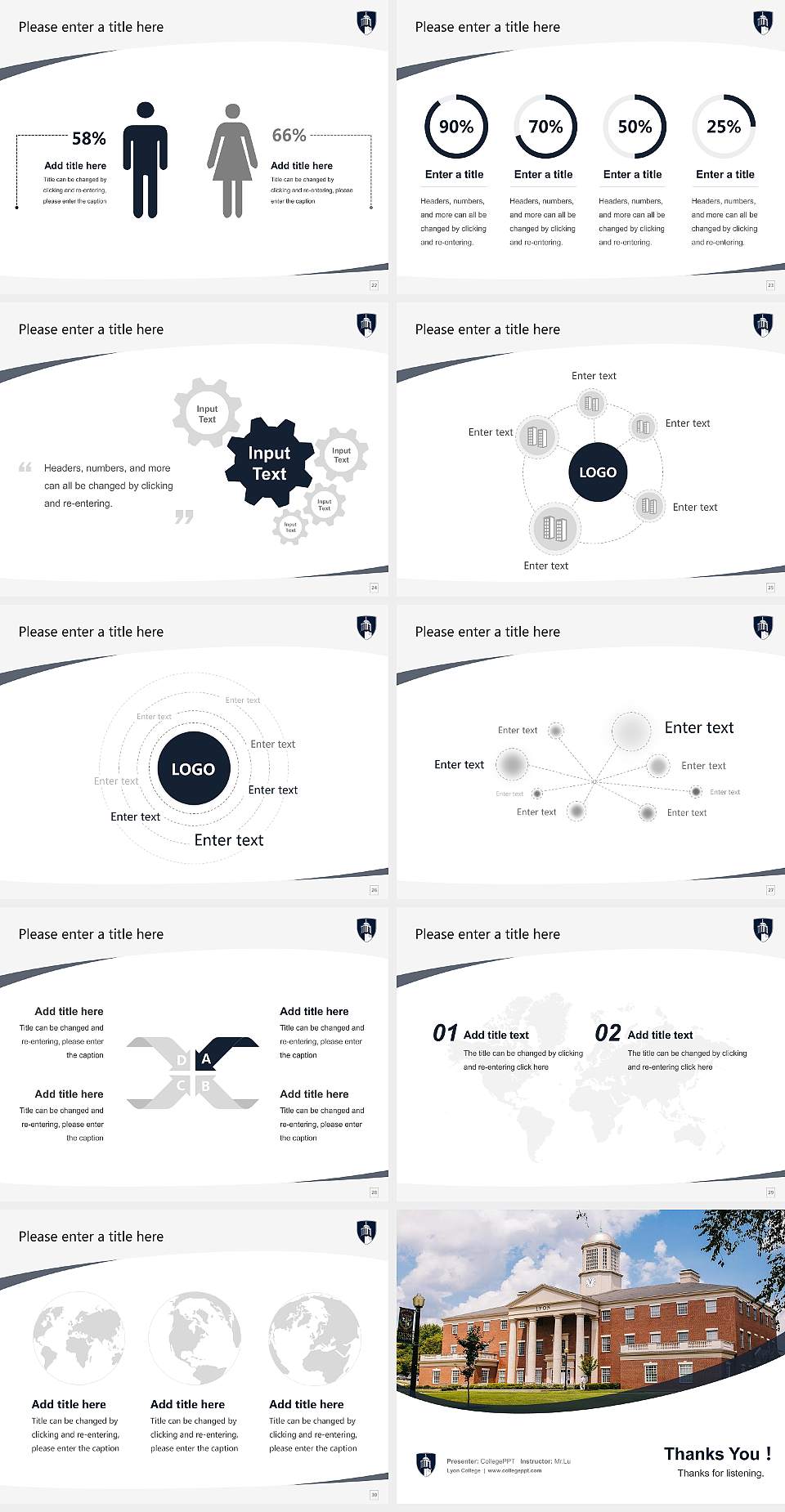 Lyon College Course/Courseware Creation PPT Template4:3 ratio PPT effect preview image4