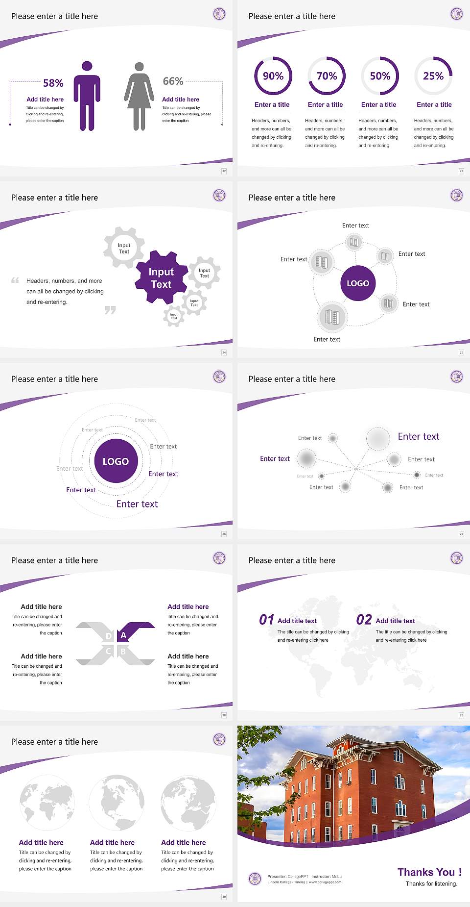 Lincoln College (Illinois) Course/Courseware Creation PPT Template4:3 ratio PPT effect preview image4