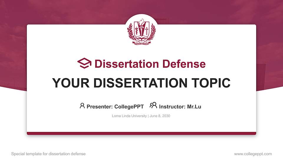 Loma Linda University Graduation Thesis Defense PPT Template16:9 ratio PPT effect preview image