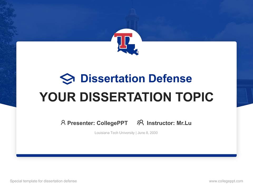 Louisiana Tech University Graduation Thesis Defense PPT Template4:3 ratio PPT effect preview image7