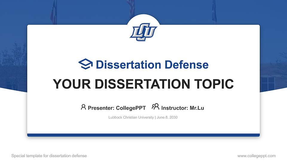 Lubbock Christian University Graduation Thesis Defense PPT Template16:9 ratio PPT effect preview image