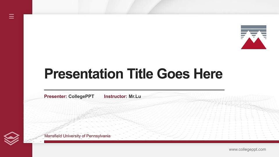 Mansfield University of Pennsylvania Thesis Proposal/Graduation Defense PPT Template16:9 ratio PPT effect preview image