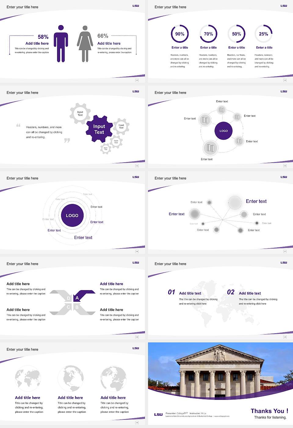 Louisiana State University and Agricultural & Mechanical College Course/Courseware Creation PPT Template16:9 ratio PPT effect preview image4