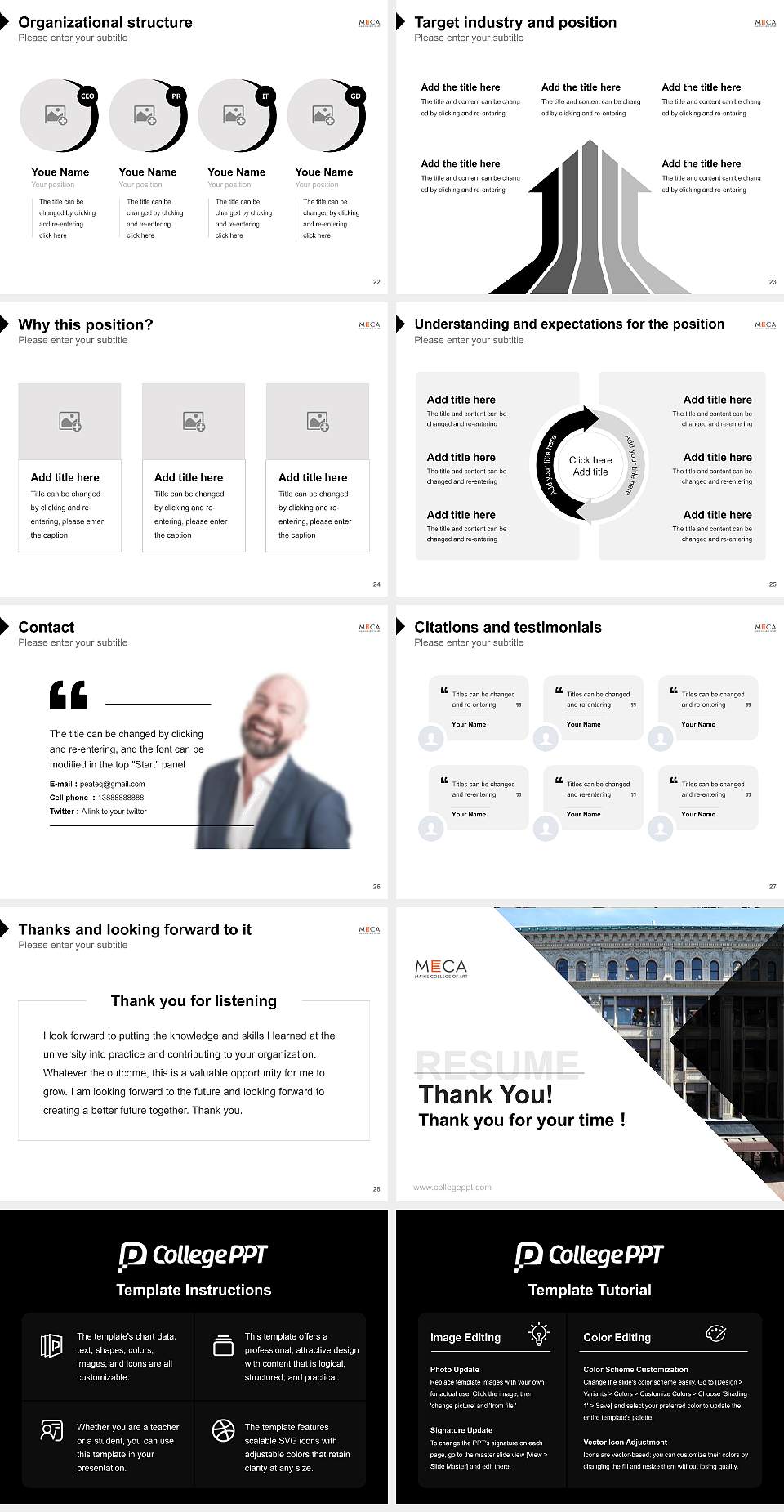 Maine College of Art Resume PPT Template4:3 ratio PPT effect preview image4