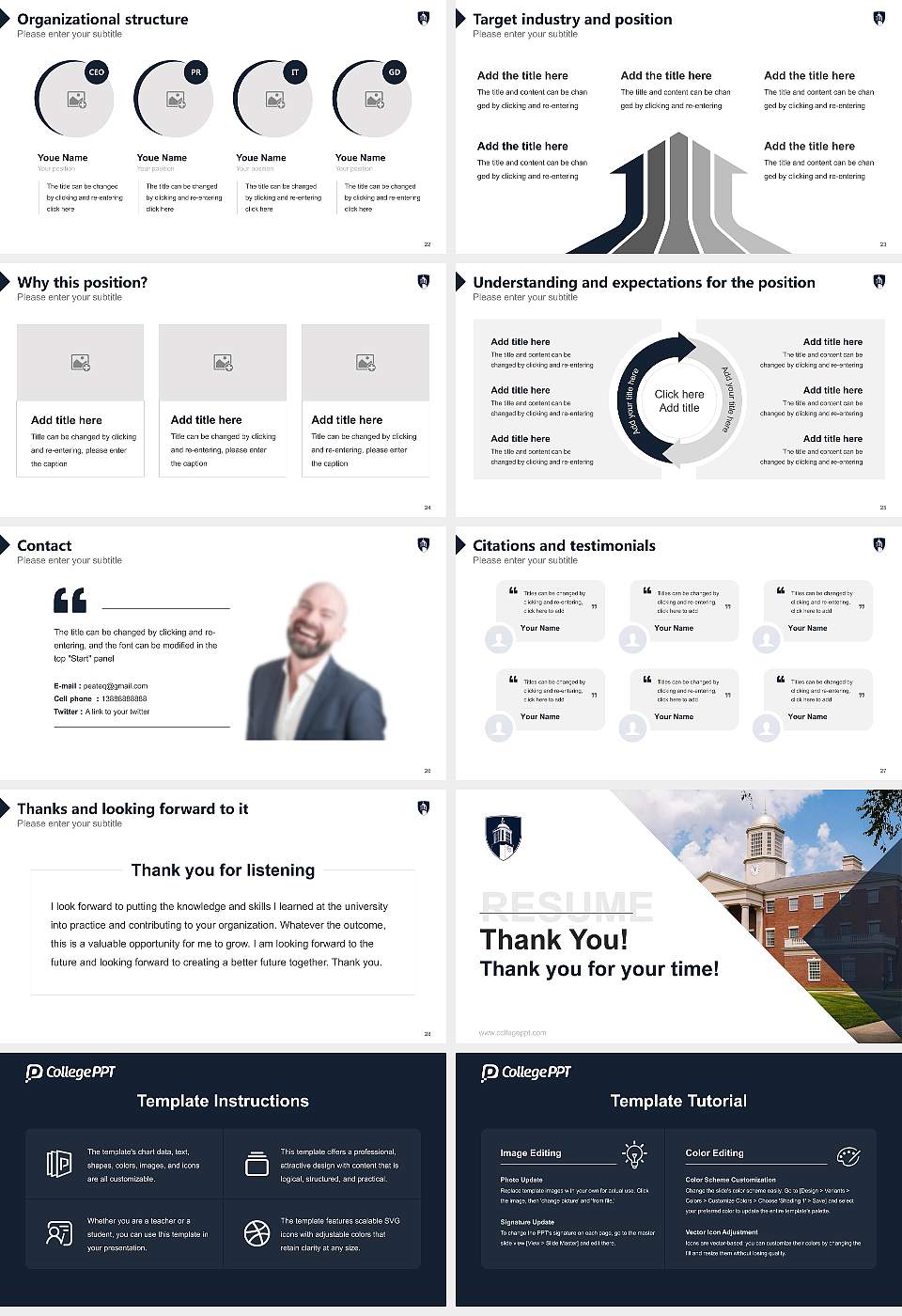 Lyon College Resume PPT Template16:9 ratio PPT effect preview image4