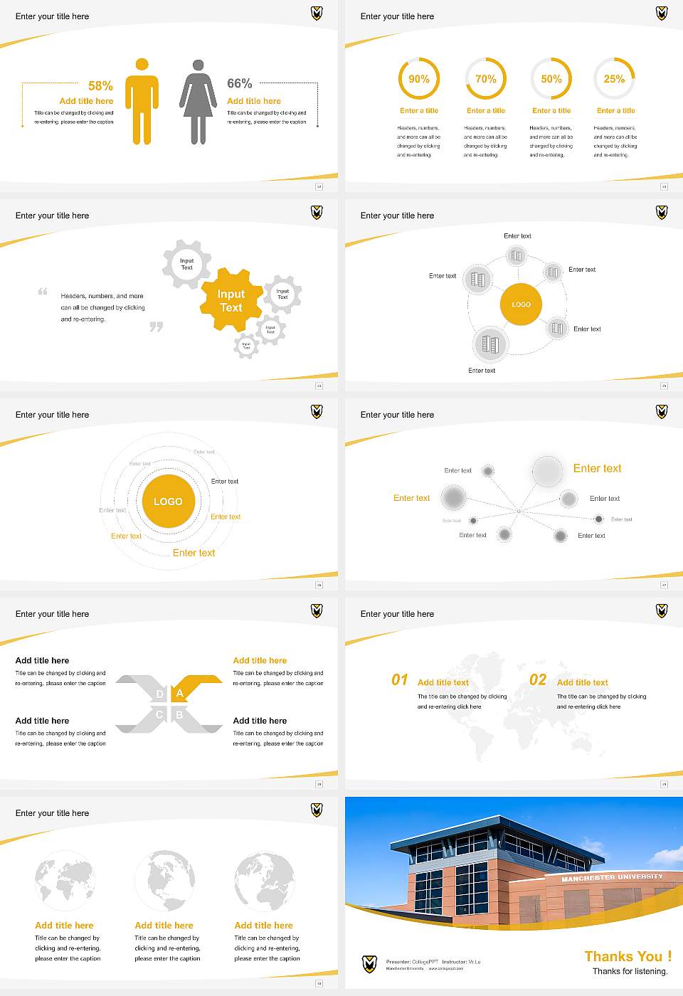 Manchester University Course/Courseware Creation PPT Template16:9 ratio PPT effect preview image4