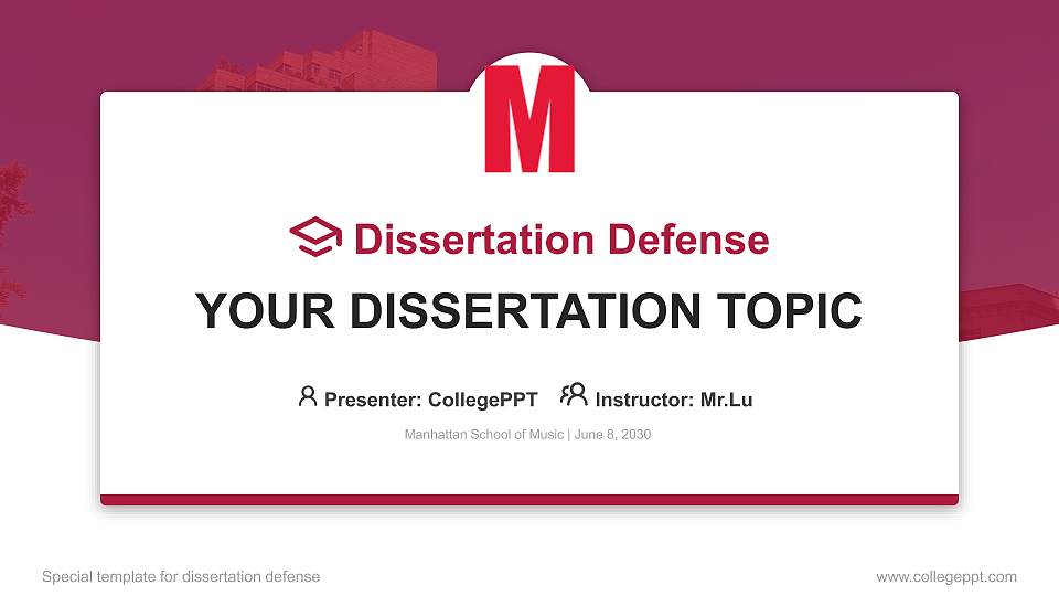 Manhattan School of Music Graduation Thesis Defense PPT Template16:9 ratio PPT effect preview image