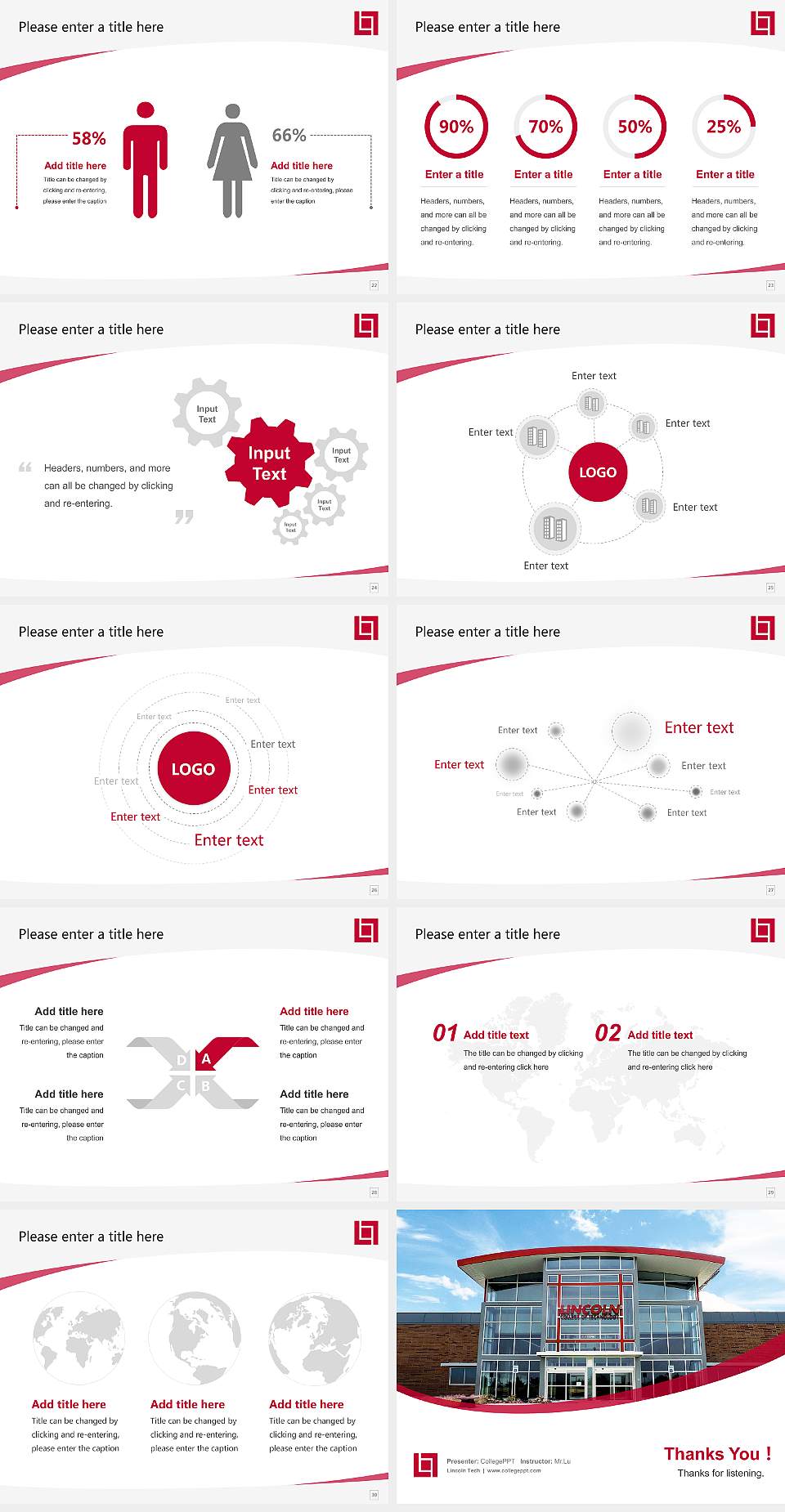 Lincoln Tech Course/Courseware Creation PPT Template4:3 ratio PPT effect preview image4