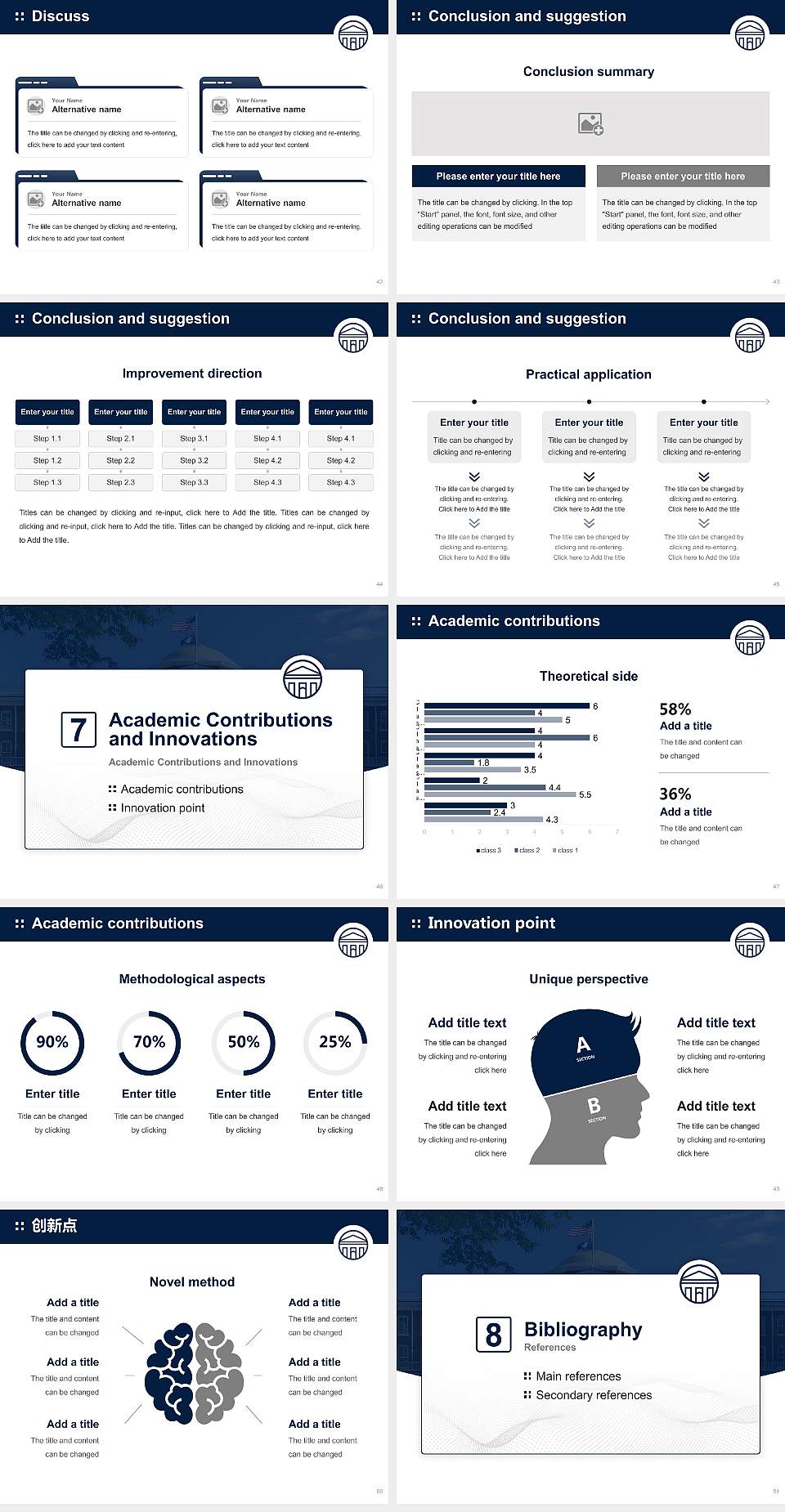 Longwood University Graduation Thesis Defense PPT Template4:3 ratio PPT effect preview image6