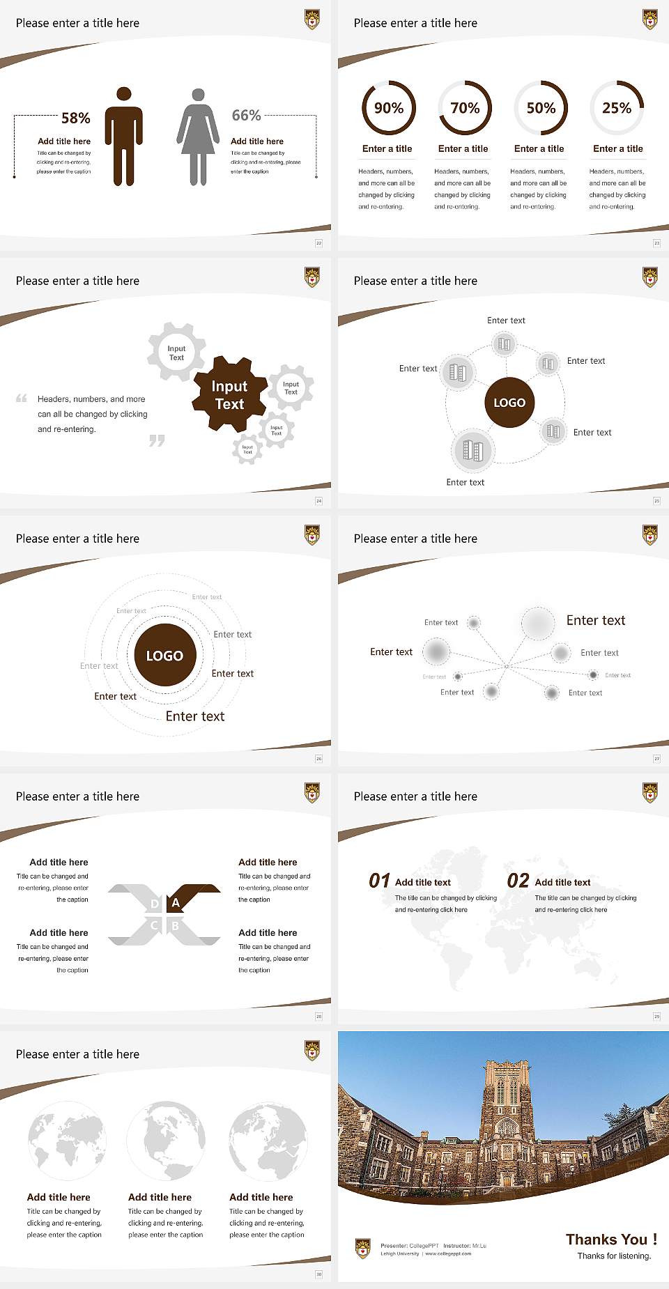 Lehigh University Course/Courseware Creation PPT Template4:3 ratio PPT effect preview image4