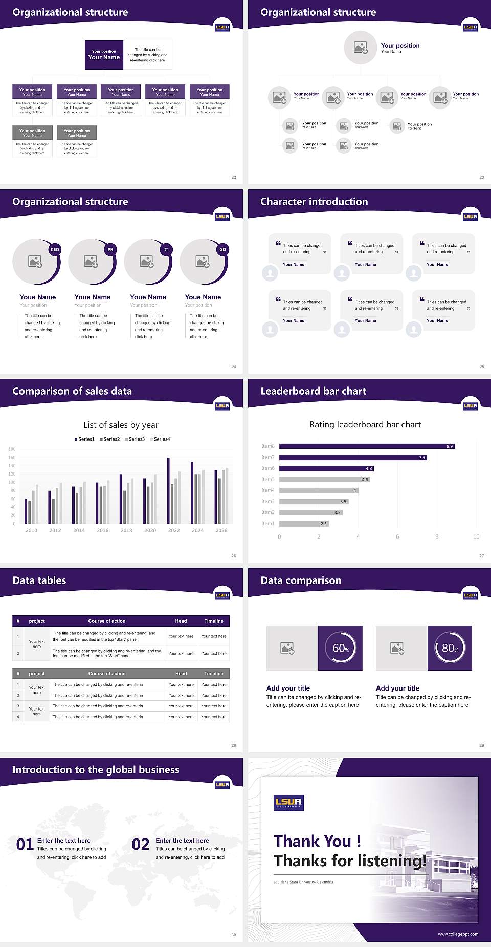 Louisiana State University-Alexandria Academic Presentation/Research Findings Report PPT Template4:3 ratio PPT effect preview image4