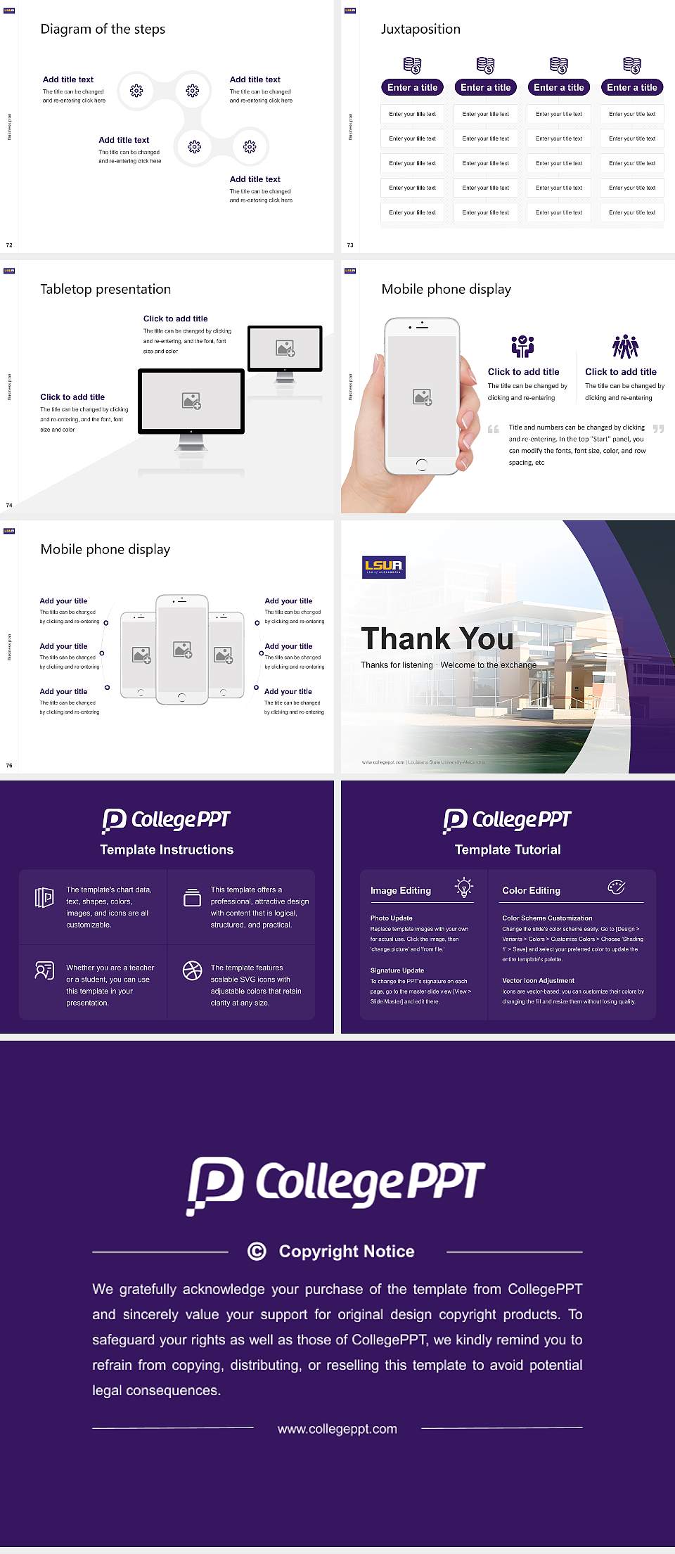 Louisiana State University-Alexandria Competition/Entrepreneurship Contest PPT Template4:3 ratio PPT effect preview image9
