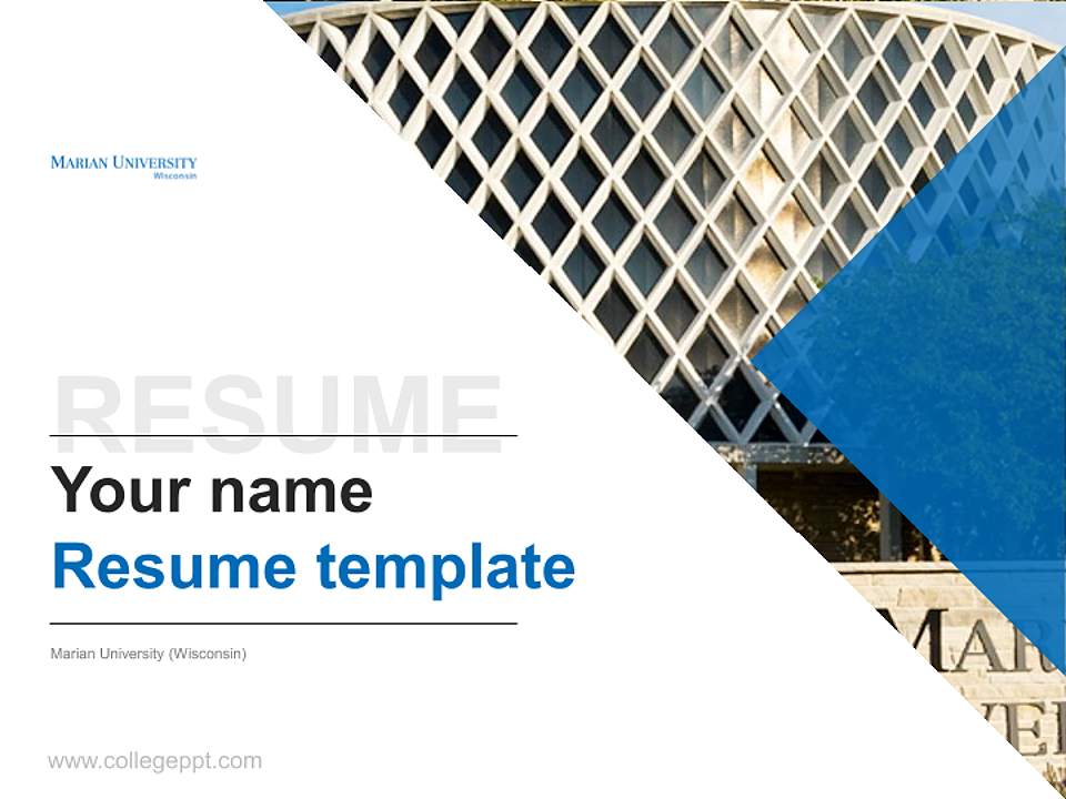 Marian University (Wisconsin) Resume PPT Template4:3 ratio PPT effect preview image5