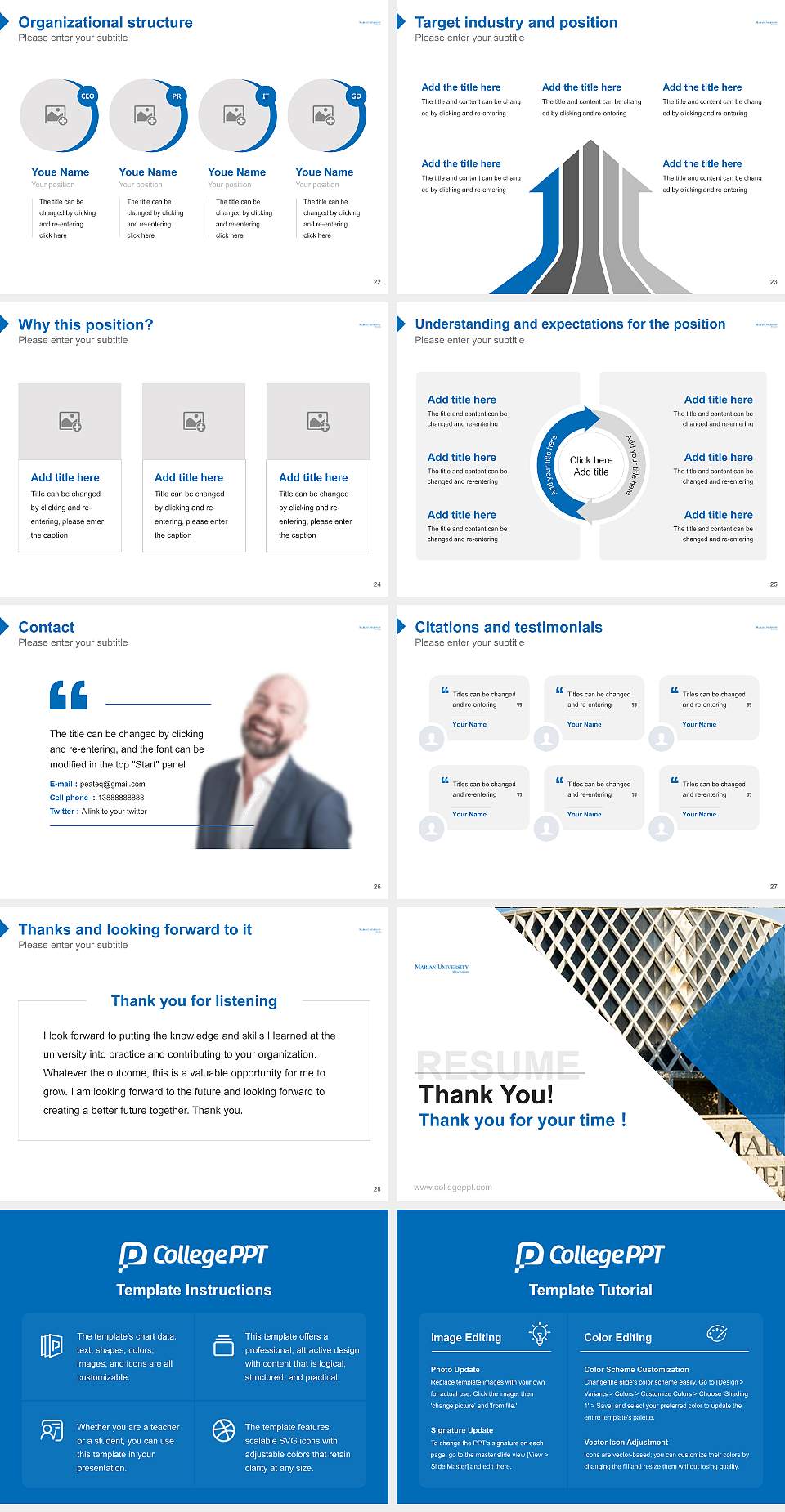 Marian University (Wisconsin) Resume PPT Template4:3 ratio PPT effect preview image4