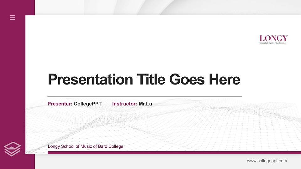 Longy School of Music of Bard College Thesis Proposal/Graduation Defense PPT Template16:9 ratio PPT effect preview image
