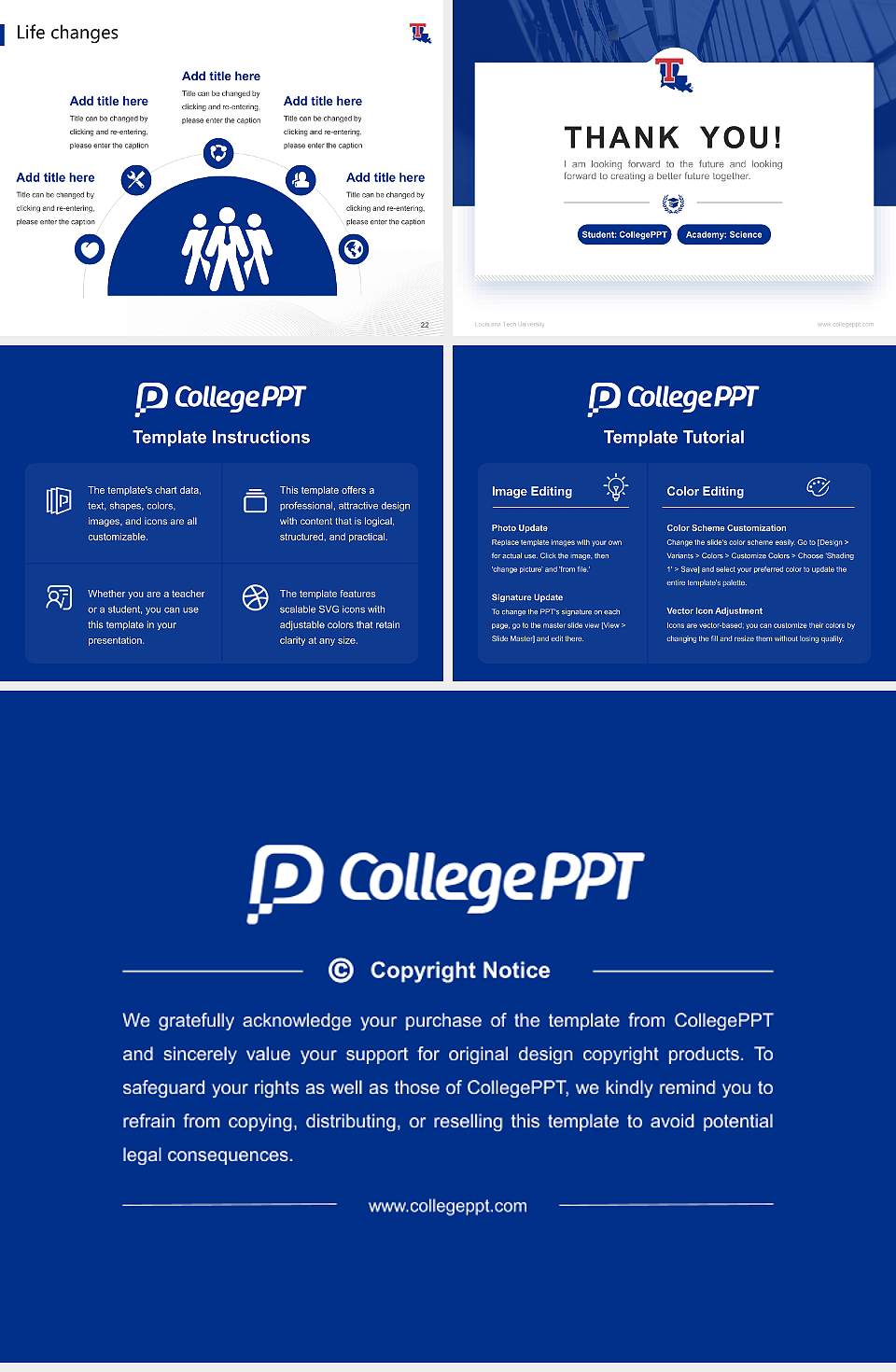 Louisiana Tech University National Scholarship Defense PPT Template4:3 ratio PPT effect preview image4