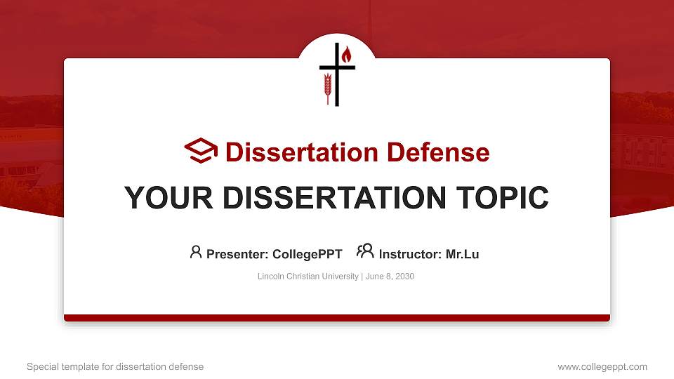 Lincoln Christian University Graduation Thesis Defense PPT Template16:9 ratio PPT effect preview image