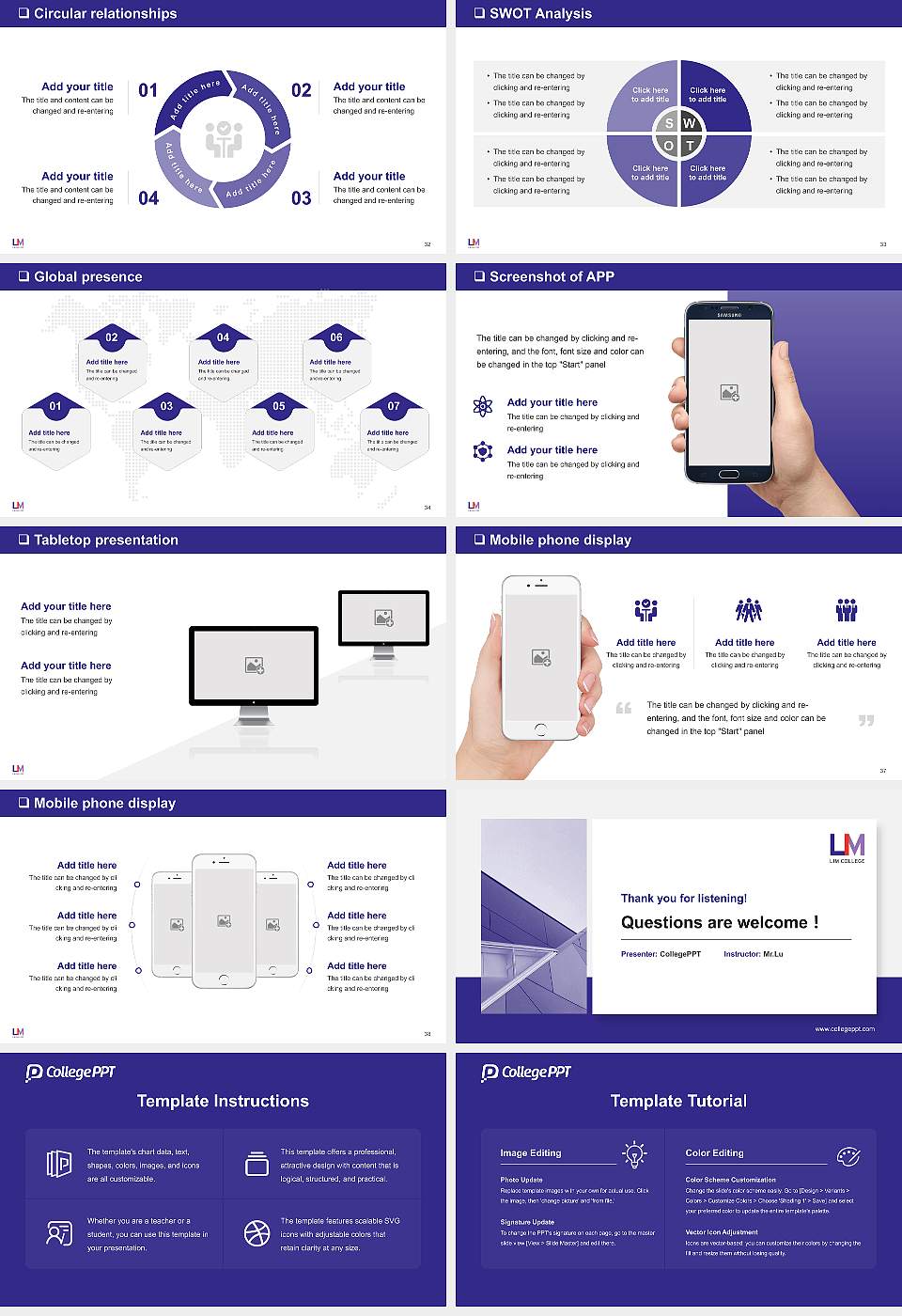 Lim College General Purpose PPT Template16:9 ratio PPT effect preview image5