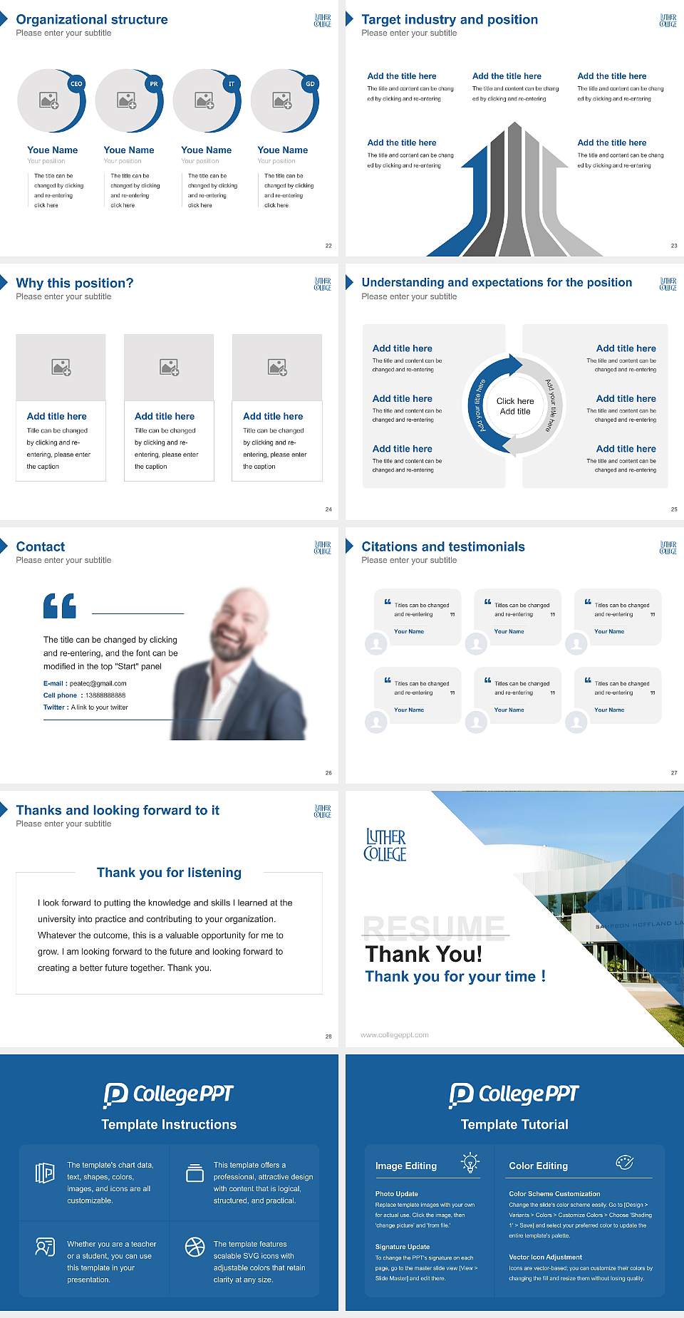 Luther College Resume PPT Template4:3 ratio PPT effect preview image4