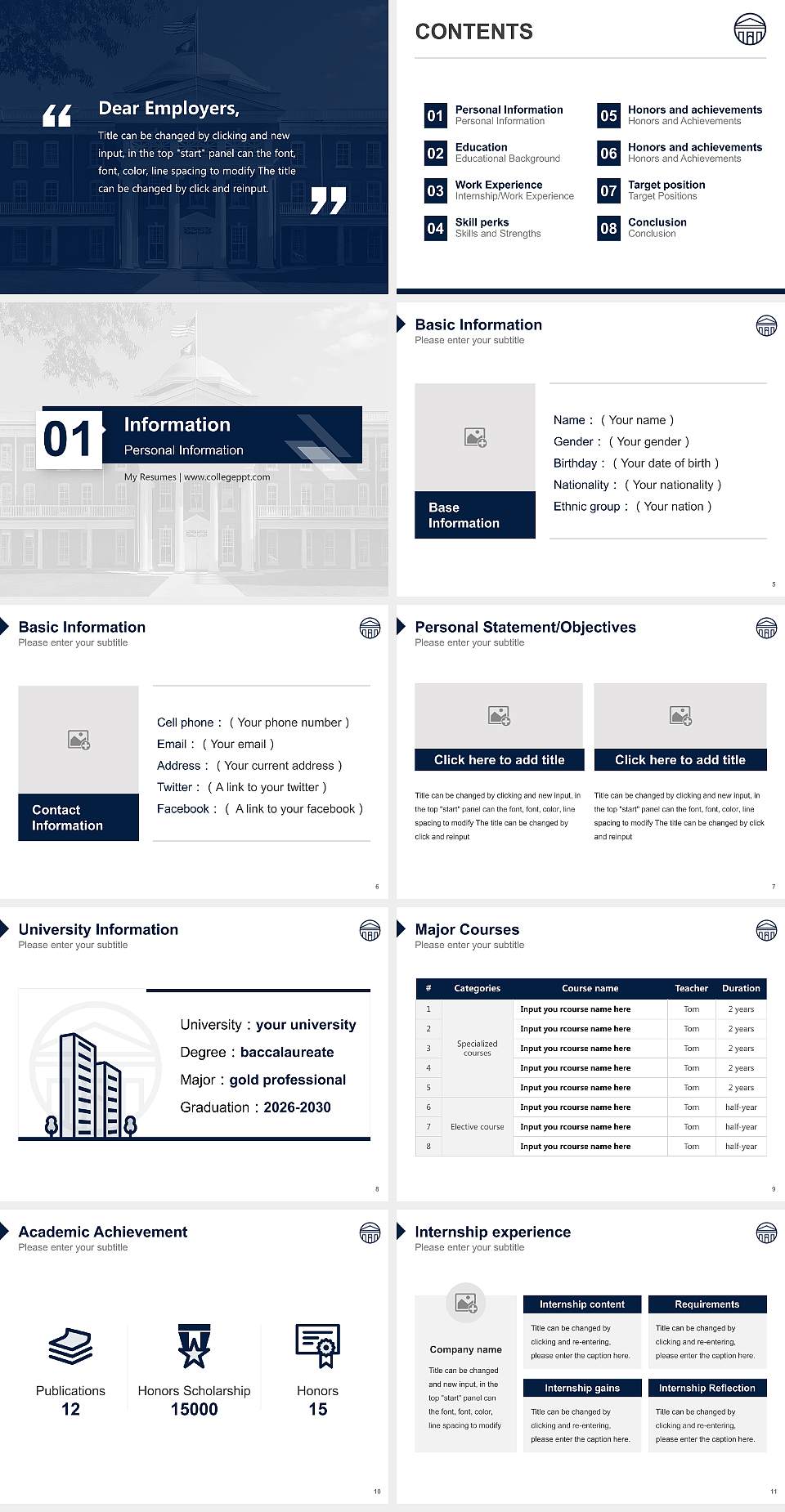 Longwood University Resume PPT Template4:3 ratio PPT effect preview image2