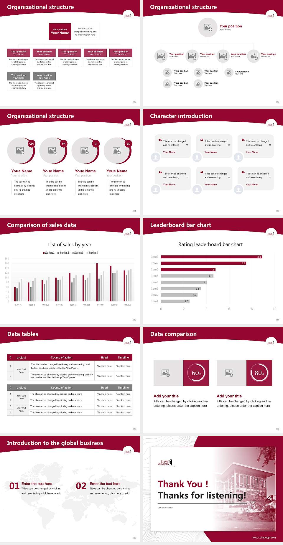 Lewis University Academic Presentation/Research Findings Report PPT Template4:3 ratio PPT effect preview image4