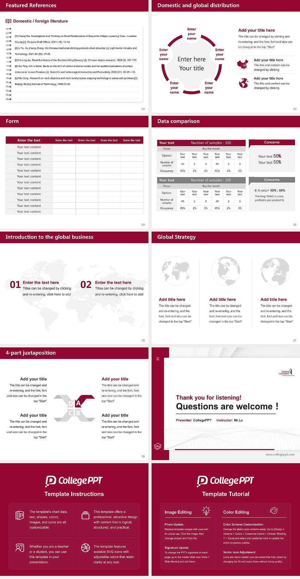 Lewis University Thesis Proposal/Graduation Defense PPT Template4:3 ratio PPT effect preview image4