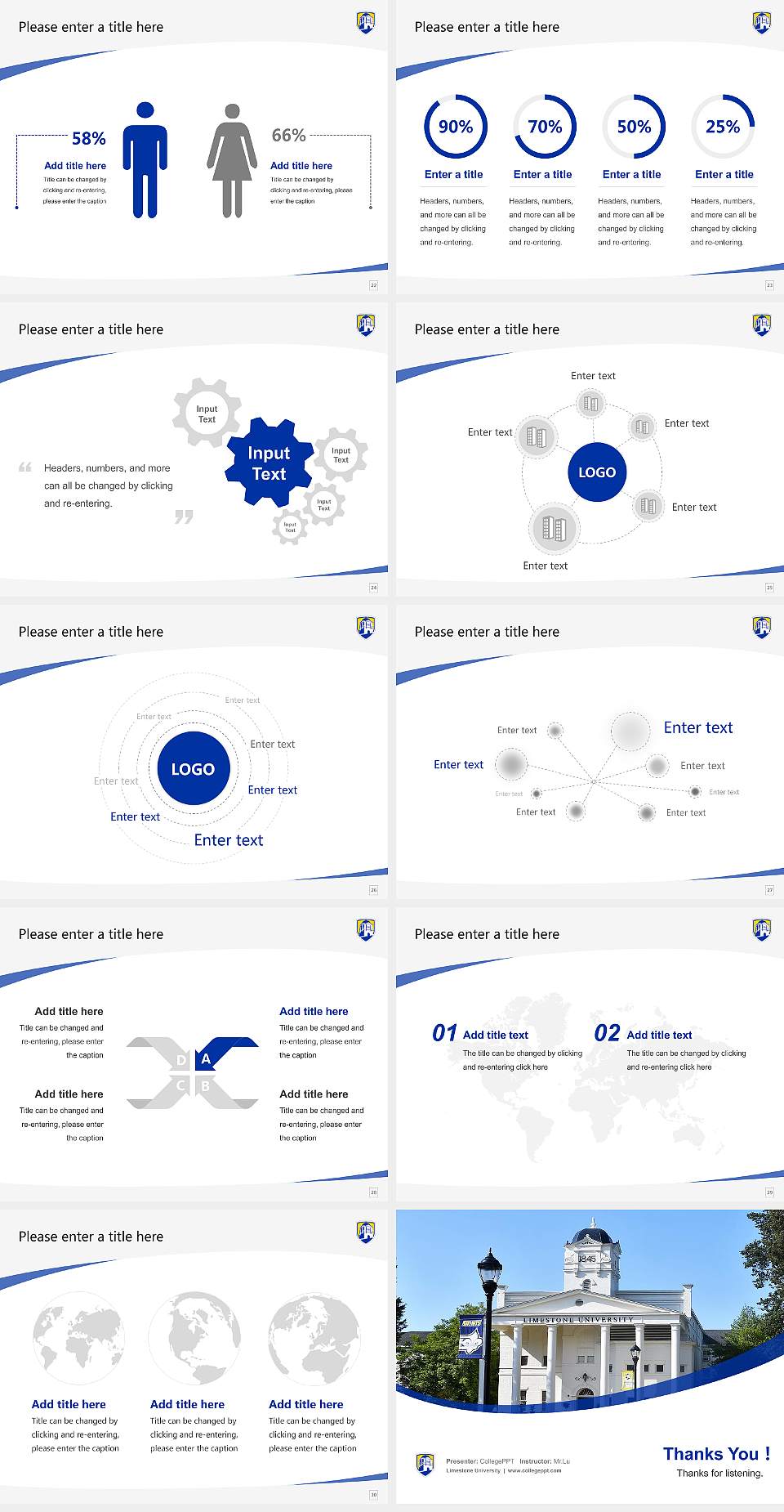 Limestone University Course/Courseware Creation PPT Template4:3 ratio PPT effect preview image4