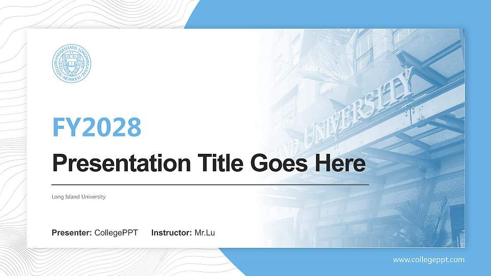 Long Island University Academic Presentation/Research Findings Report PPT Template16:9 ratio PPT effect preview image