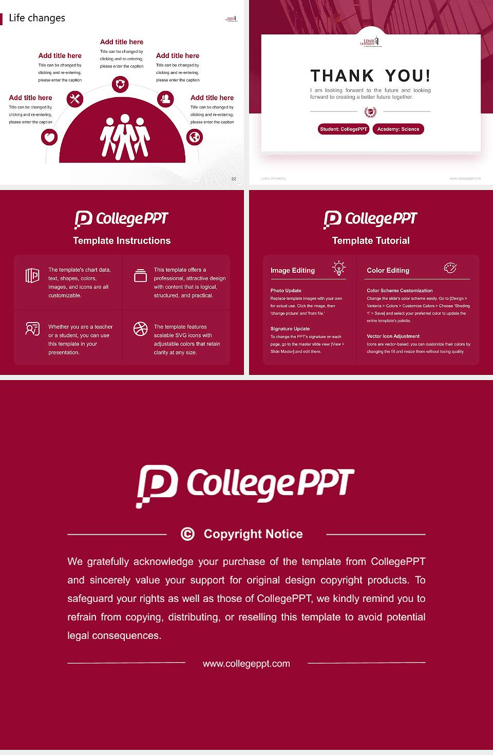 Lewis University National Scholarship Defense PPT Template4:3 ratio PPT effect preview image4