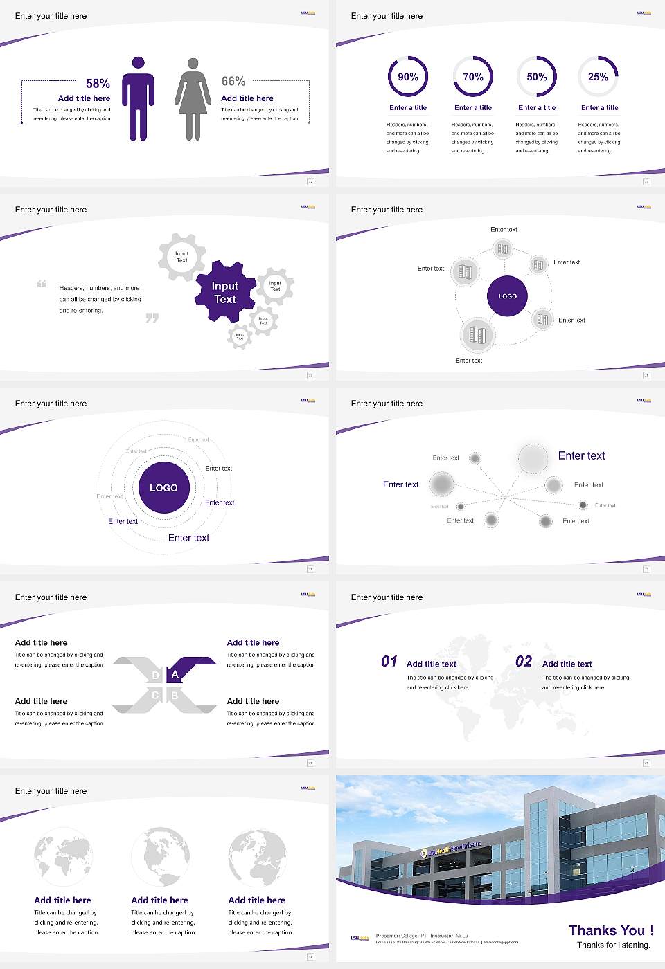 Louisiana State University Health Sciences Center-New Orleans Course/Courseware Creation PPT Template16:9 ratio PPT effect preview image4