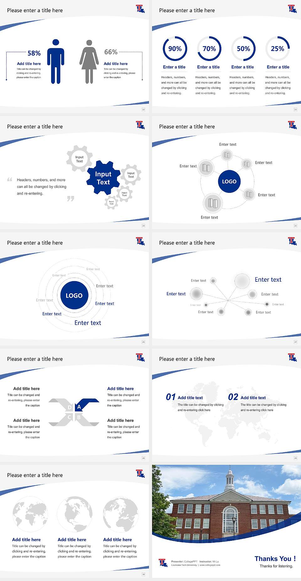 Louisiana Tech University Course/Courseware Creation PPT Template4:3 ratio PPT effect preview image4