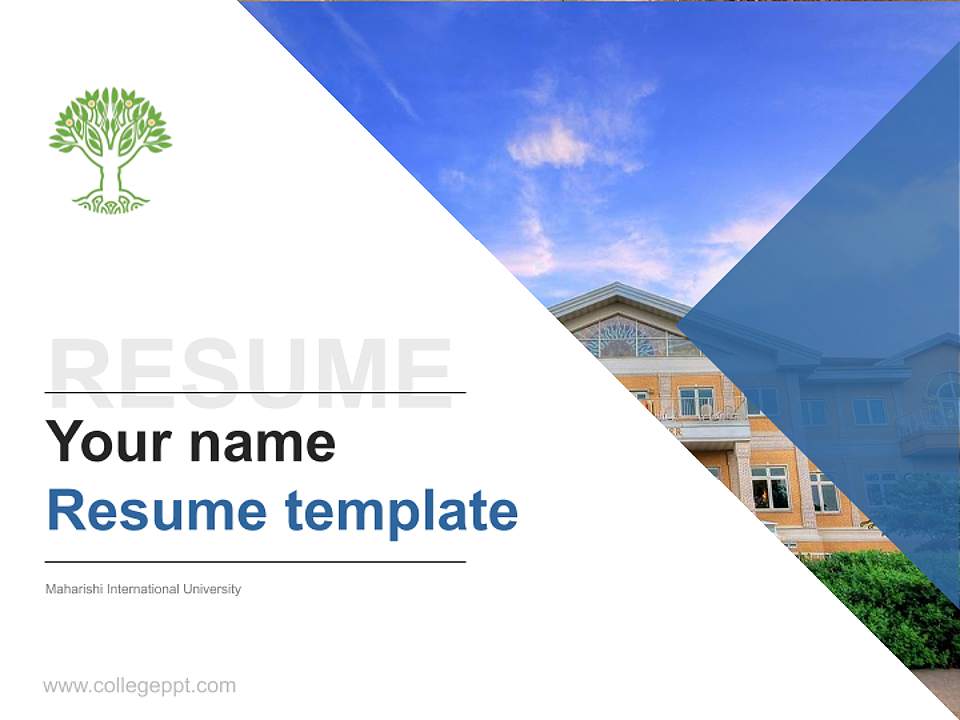 Maharishi International University Resume PPT Template4:3 ratio PPT effect preview image5