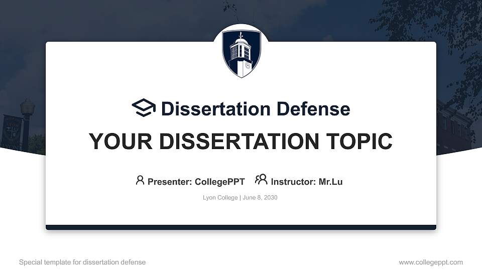 Lyon College Graduation Thesis Defense PPT Template16:9 ratio PPT effect preview image