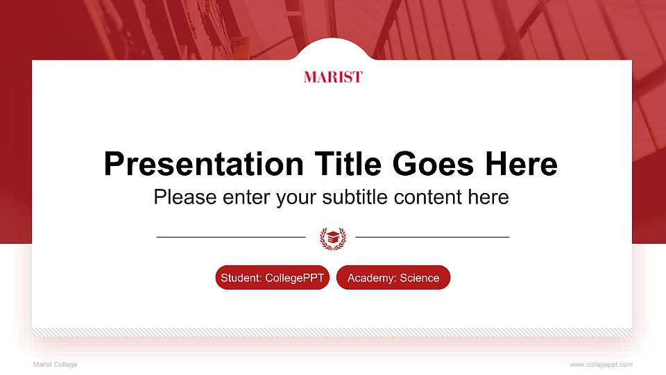 Marist College National Scholarship Defense PPT Template16:9 ratio PPT effect preview image