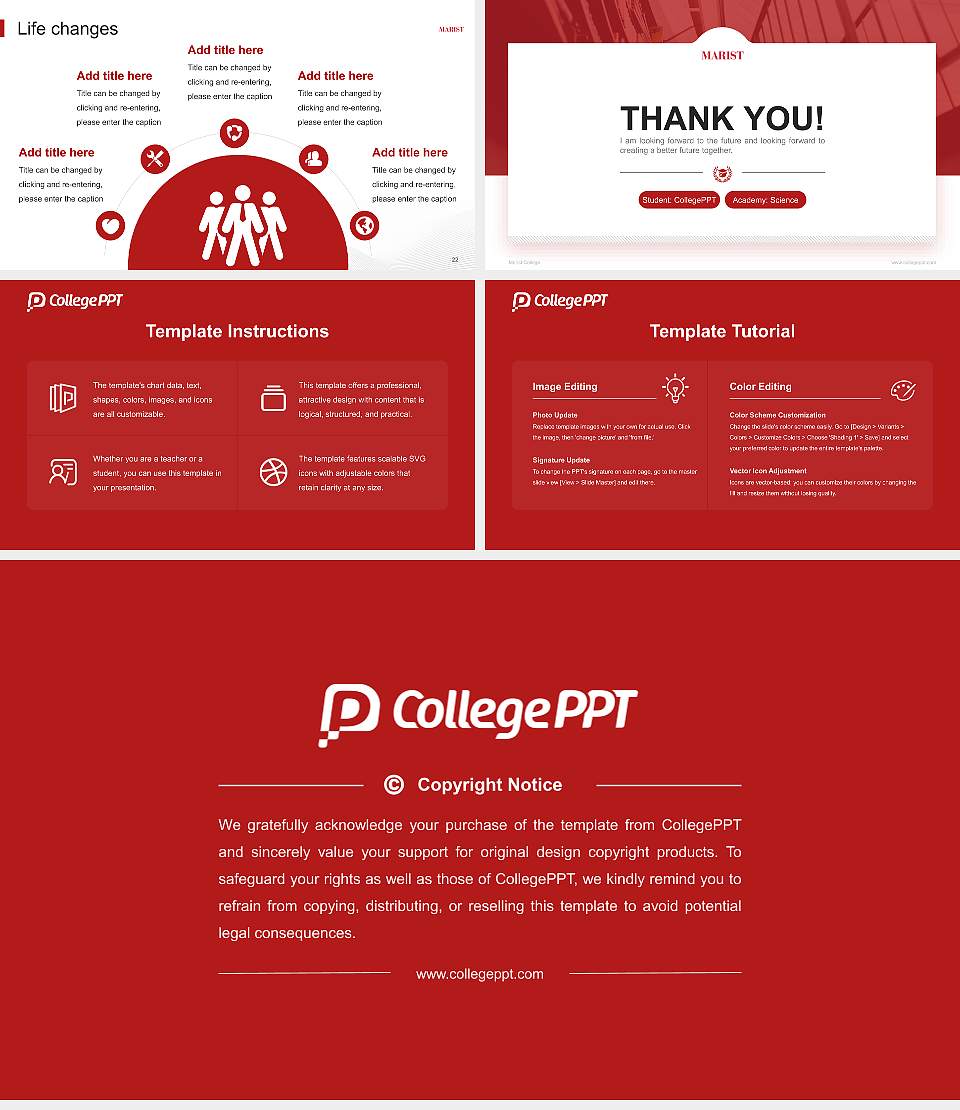 Marist College National Scholarship Defense PPT Template16:9 ratio PPT effect preview image4