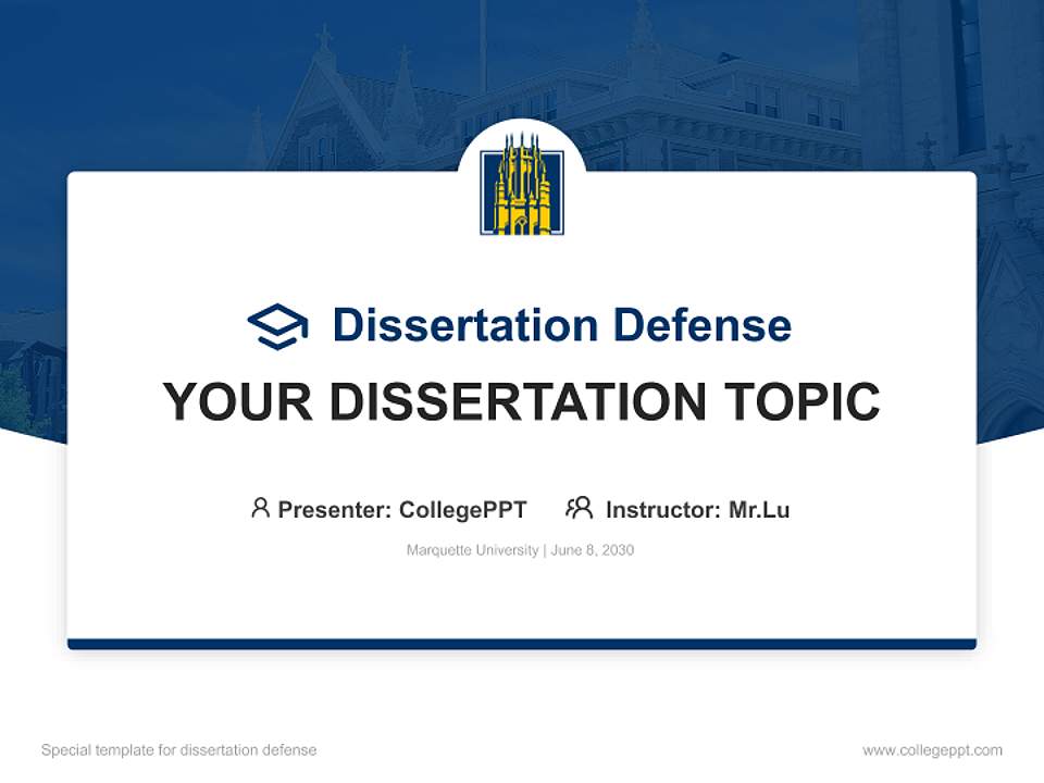 Marquette University Graduation Thesis Defense PPT Template4:3 ratio PPT effect preview image7