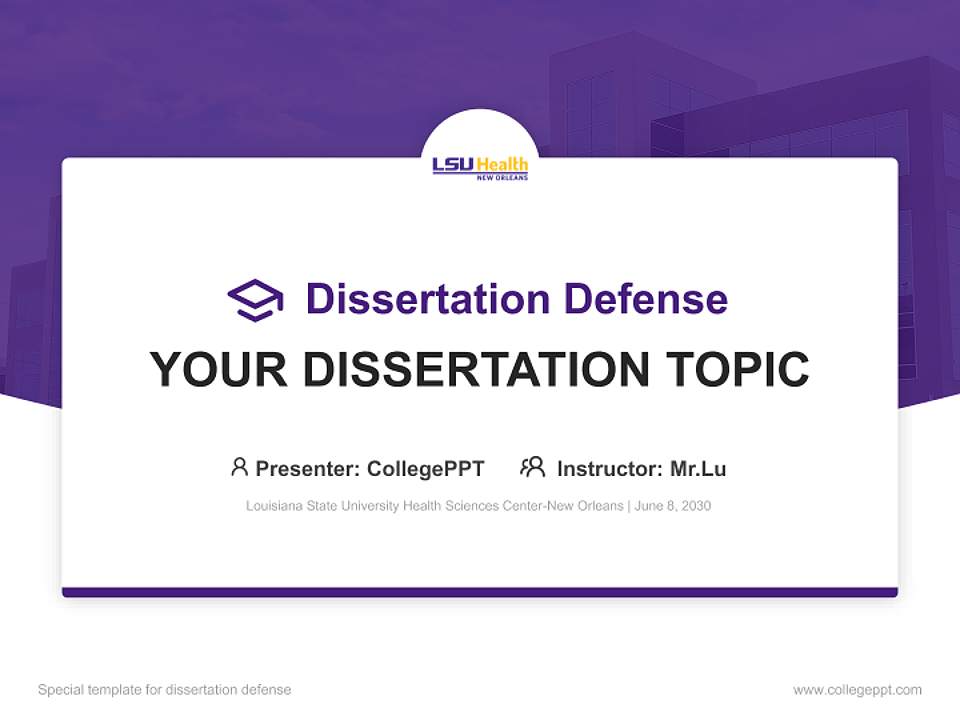 Louisiana State University Health Sciences Center-New Orleans Graduation Thesis Defense PPT Template4:3 ratio PPT effect preview image7