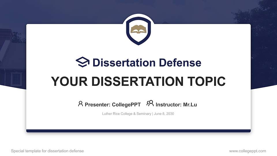 Luther Rice College & Seminary Graduation Thesis Defense PPT Template16:9 ratio PPT effect preview image