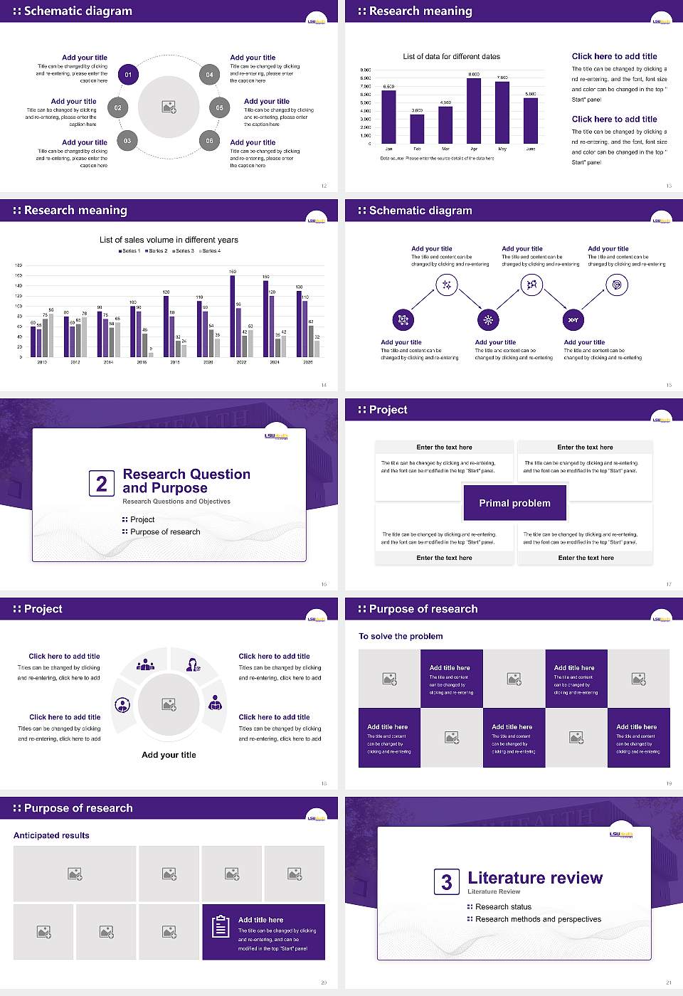 Louisiana State University Health Sciences Center-Shreveport Graduation Thesis Defense PPT Template16:9 ratio PPT effect preview image3