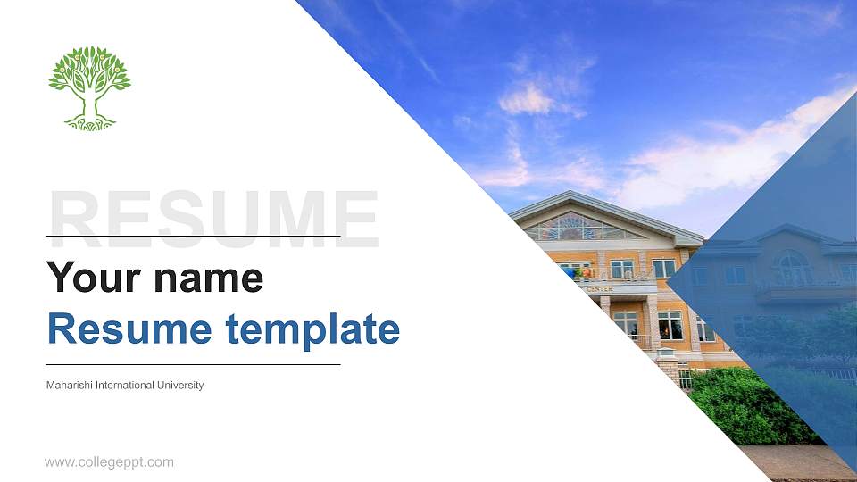 Maharishi International University Resume PPT Template16:9 ratio PPT effect preview image