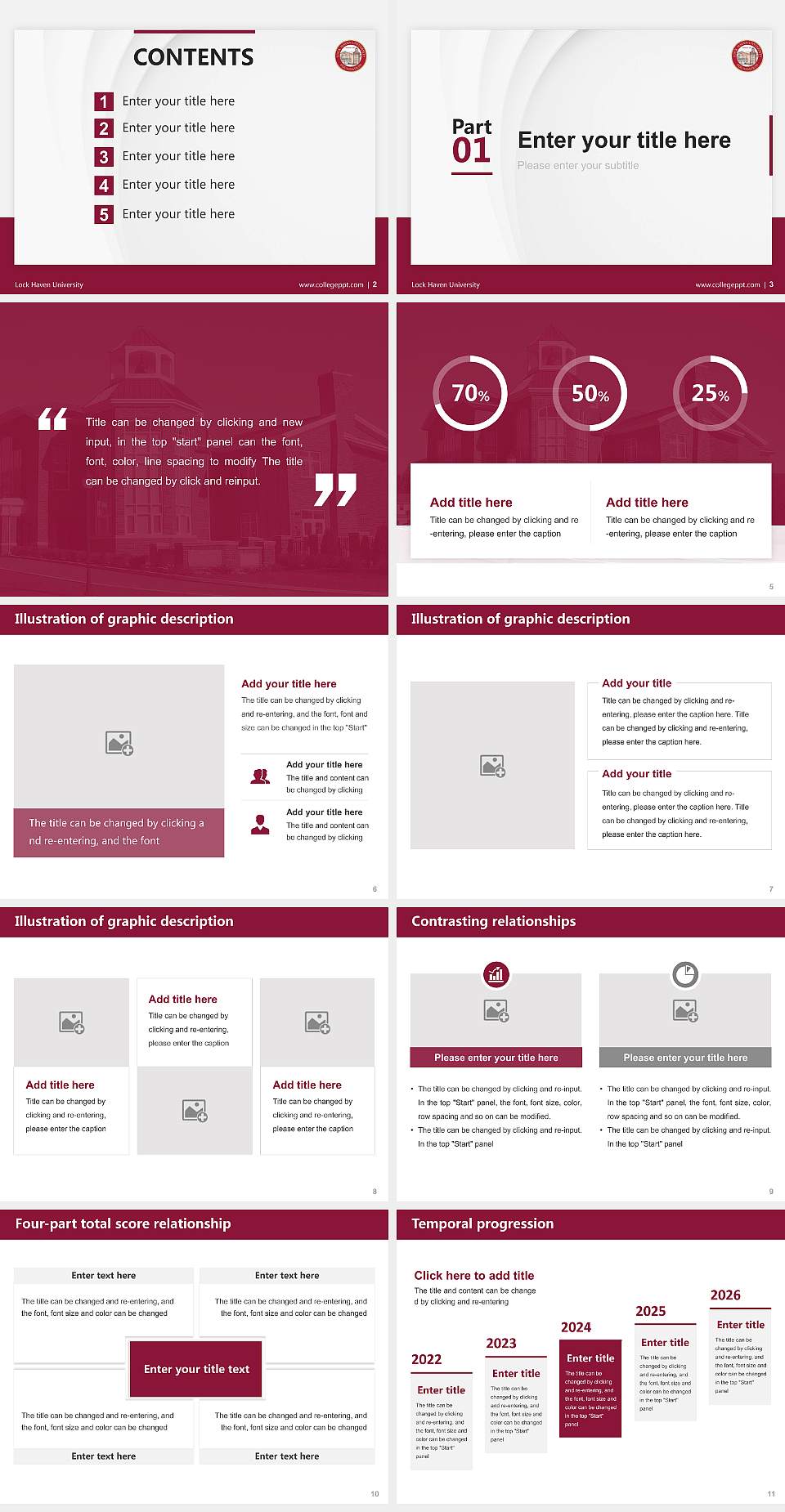 Lock Haven University Thesis Proposal/Graduation Defense PPT Template4:3 ratio PPT effect preview image2