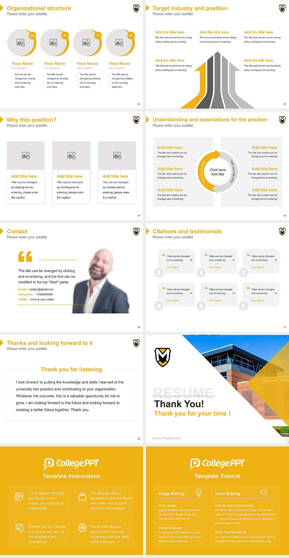 Manchester University Resume PPT Template4:3 ratio PPT effect preview image4