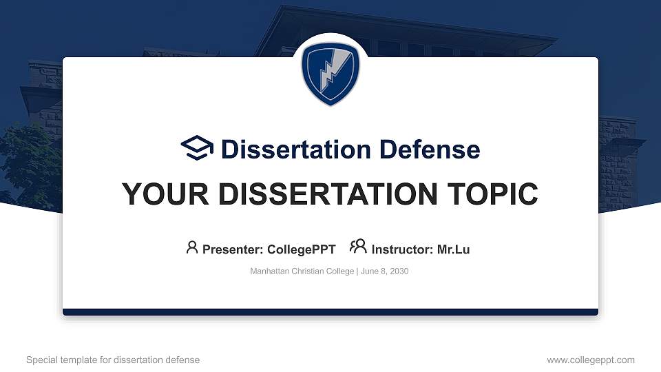 Manhattan Christian College Graduation Thesis Defense PPT Template16:9 ratio PPT effect preview image