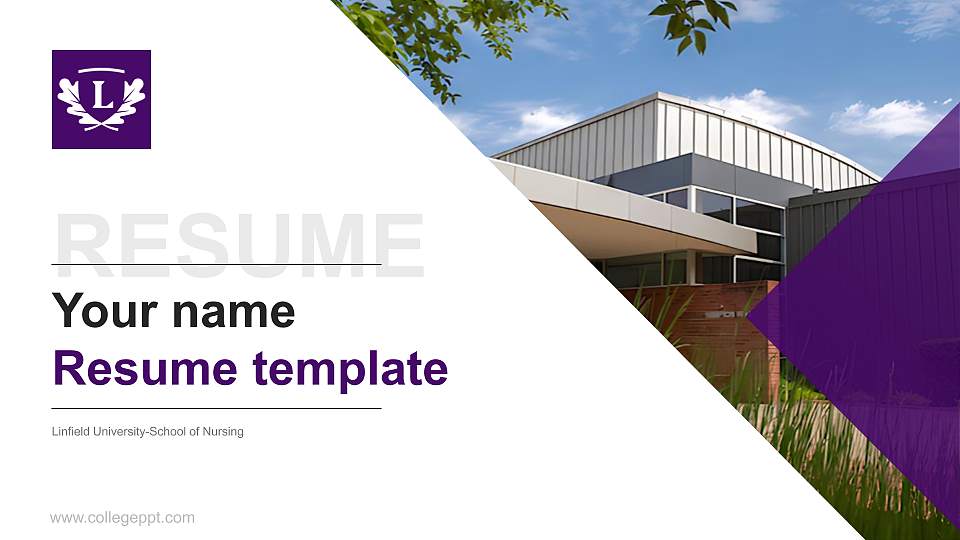 Linfield University-School of Nursing Resume PPT Template16:9 ratio PPT effect preview image