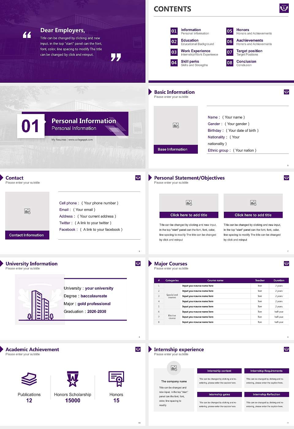 Linfield University-School of Nursing Resume PPT Template16:9 ratio PPT effect preview image2